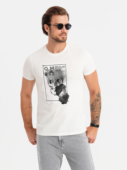 Ombre Clothing Tricou bărbătesc din bumbac cu broderie delicată Ombre Clothing