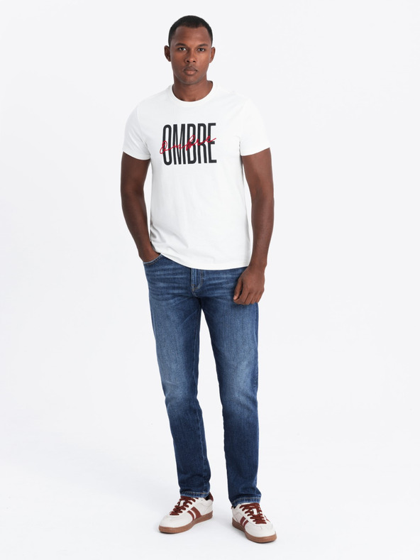 Ombre Clothing Tricou bărbătesc din bumbac cu broderie delicată Ombre Clothing