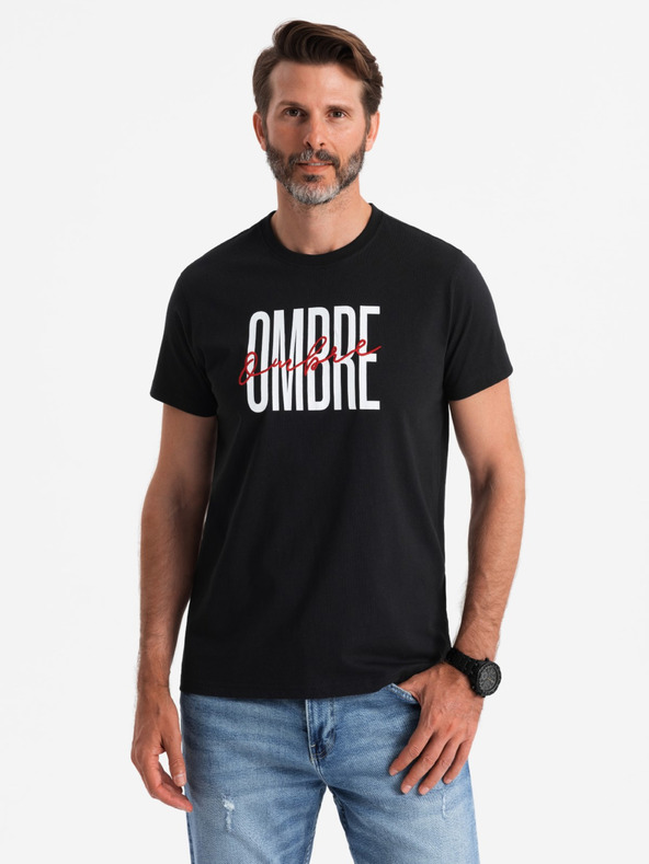 Ombre Clothing Tricou bărbătesc din bumbac cu broderie delicată Ombre Clothing