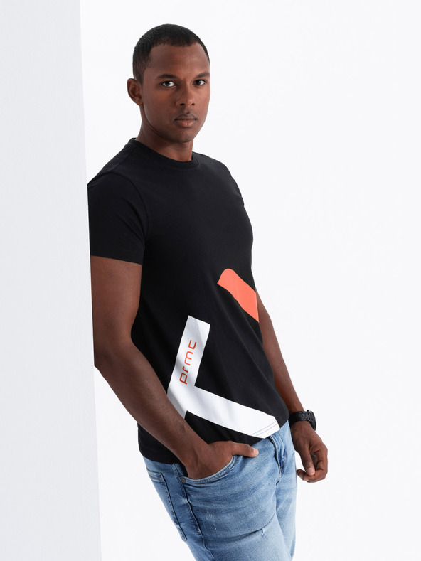 Ombre Clothing Tricou bărbătesc din bumbac cu broderie delicată Ombre Clothing