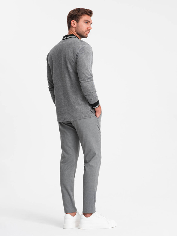 Ombre Clothing Tricou polo brodat cu mânecă lungă pentru bărbați Ombre Clothing