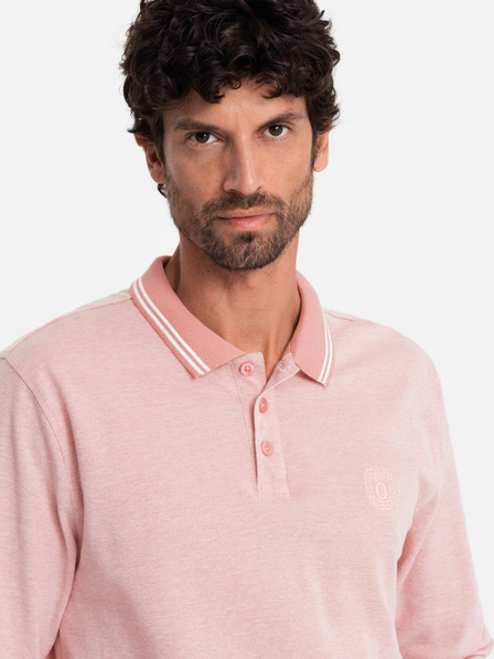 Ombre Clothing Tricou polo brodat cu mânecă lungă pentru bărbați Ombre Clothing