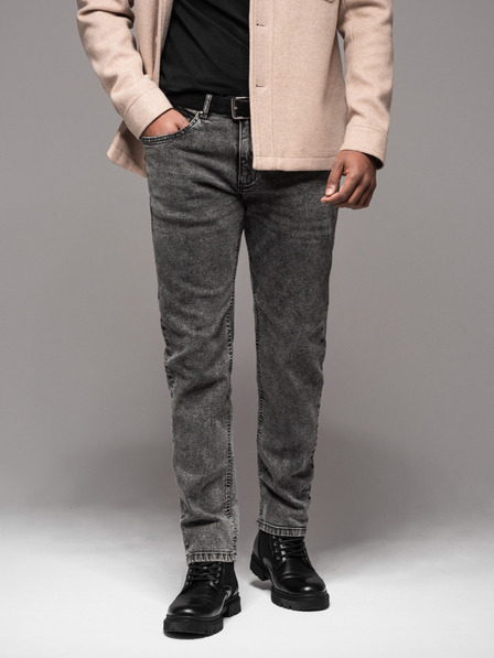 Ombre Clothing Pantaloni din denim pentru bărbați STRAIGHT LEG - negru V1 OM-PADP-0133 Ombre Clothing