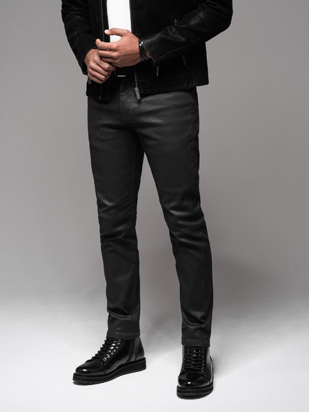 Ombre Clothing Pantaloni din denim pentru bărbați STRAIGHT LEG - negru V1 OM-PADP-0133 Ombre Clothing