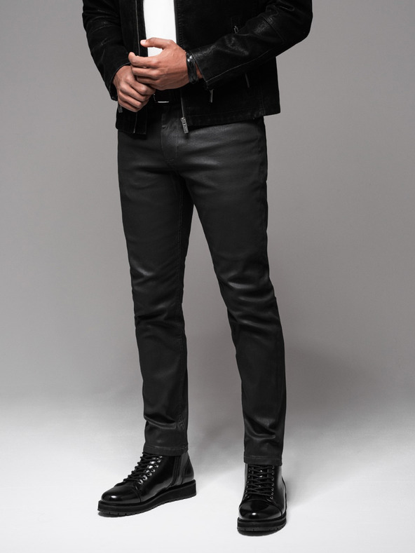 Ombre Clothing Pantaloni din denim pentru bărbați STRAIGHT LEG - negru V1 OM-PADP-0133 Ombre Clothing