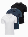 Ombre Clothing Tricou polo din bumbac pentru bărbați BASIC - negru/albastru închis/alb V1 OM-POBS-0133 Îmbrăcăminte Ombre