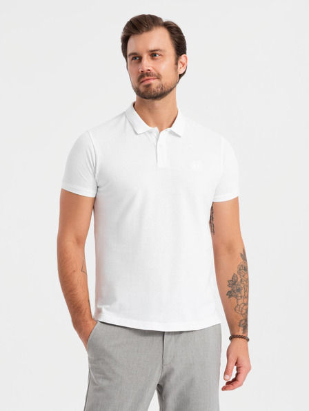 Ombre Clothing Tricou polo din bumbac pentru bărbați BASIC - negru/albastru închis/alb V1 OM-POBS-0133 Îmbrăcăminte Ombre