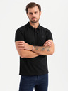 Ombre Clothing Tricou polo din bumbac pentru bărbați BASIC - negru/albastru închis/alb V1 OM-POBS-0133 Îmbrăcăminte Ombre