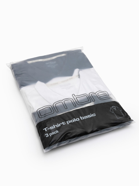 Ombre Clothing Tricou polo din bumbac pentru bărbați BASIC - negru/albastru închis/alb V1 OM-POBS-0133 Îmbrăcăminte Ombre