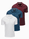 Ombre Clothing Tricou polo din bumbac BASIC pentru bărbați - alb/burgundy/albastru închis V4 OM-POBS-0133 Ombre Clothing
