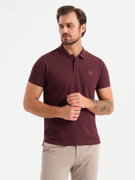 Ombre Clothing Tricou polo din bumbac BASIC pentru bărbați - alb/burgundy/albastru închis V4 OM-POBS-0133 Ombre Clothing