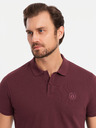 Ombre Clothing Tricou polo din bumbac BASIC pentru bărbați - alb/burgundy/albastru închis V4 OM-POBS-0133 Ombre Clothing