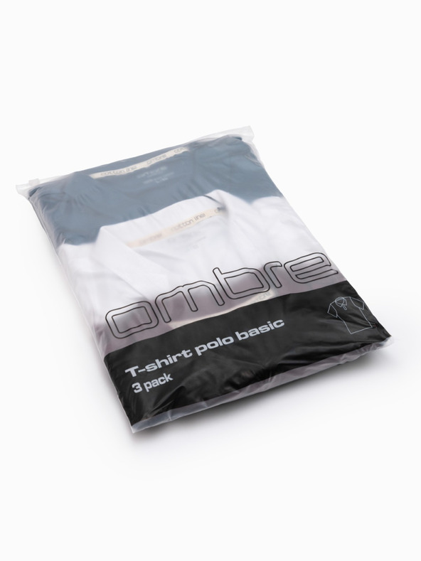 Ombre Clothing Tricou polo din bumbac BASIC pentru bărbați - alb/burgundy/albastru închis V4 OM-POBS-0133 Ombre Clothing