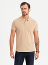 Ombre Clothing Tricou polo din bumbac pentru bărbați BASIC - negru/alb/bej V7 OM-POBS-0133 Ombre Clothing