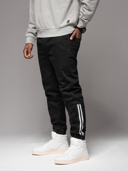 Ombre Clothing Pantaloni de trening din denim pentru bărbați cu ornamente - negru V2 OM-PADJ-0156 Ombre Clothing