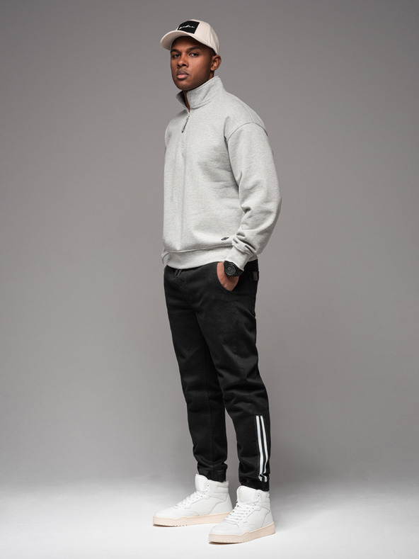 Ombre Clothing Pantaloni de trening din denim pentru bărbați cu ornamente - negru V2 OM-PADJ-0156 Ombre Clothing