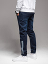 Ombre Clothing Pantaloni de trening din denim pentru bărbați cu bordură - albastru închis V4 OM-PADJ-0156 Ombre Clothing