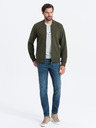 Ombre Clothing Hanorac bomber din bumbac cu fermoar pentru bărbați kaki Ombre Clothing