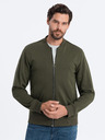 Ombre Clothing Hanorac bomber din bumbac cu fermoar pentru bărbați kaki Ombre Clothing