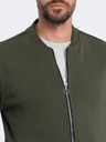 Ombre Clothing Hanorac bomber din bumbac cu fermoar pentru bărbați kaki Ombre Clothing