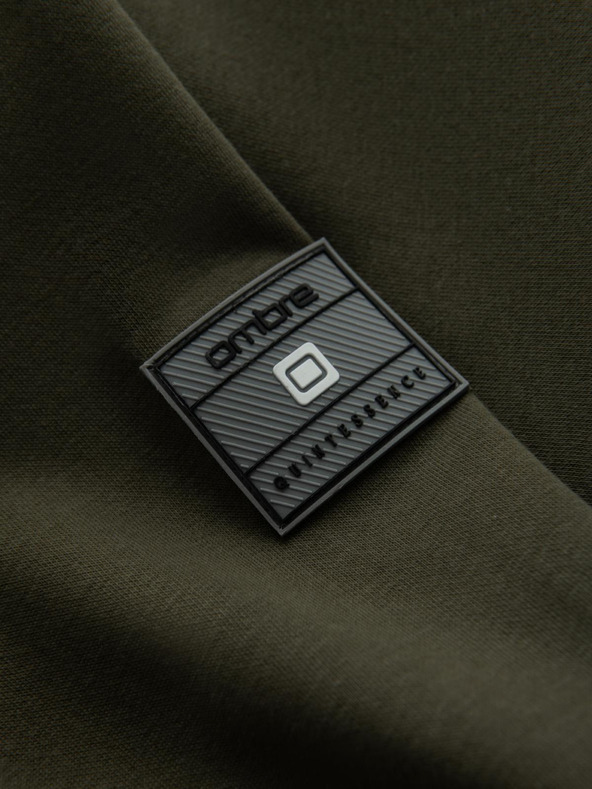 Ombre Clothing Hanorac bomber din bumbac cu fermoar pentru bărbați kaki Ombre Clothing