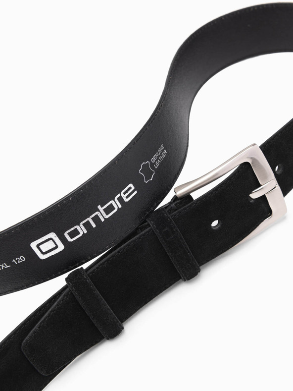 Ombre Clothing Curea bărbătească din piele de căprioară naturală de culoare solidă negru Ombre Clothing