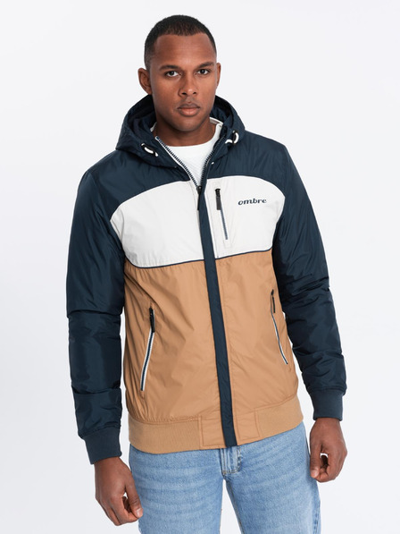 Ombre Clothing Jachetă sport ușoară colorată pentru bărbați cu fleece maro Ombre Clothing