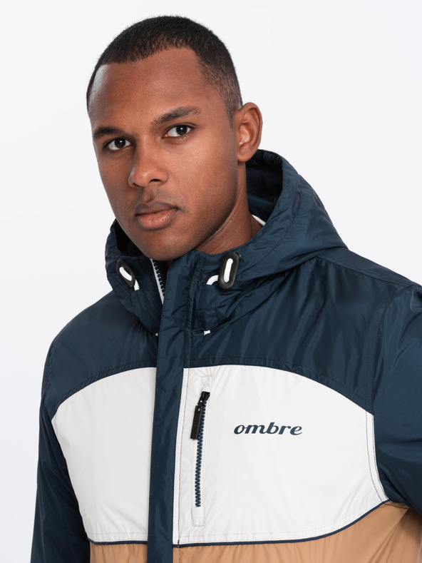 Ombre Clothing Jachetă sport ușoară colorată pentru bărbați cu fleece maro Ombre Clothing