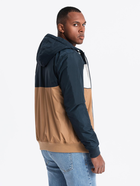 Ombre Clothing Jachetă sport ușoară colorată pentru bărbați cu fleece maro Ombre Clothing