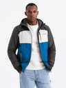 Ombre Clothing Jachetă sport ușoară colorată pentru bărbați cu fleece albastru Ombre Clothing