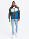 Ombre Clothing Jachetă sport ușoară colorată pentru bărbați cu fleece albastru Ombre Clothing