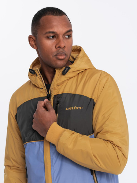 Ombre Clothing Jachetă sport ușoară colorată pentru bărbați cu fleece albastru Ombre Clothing
