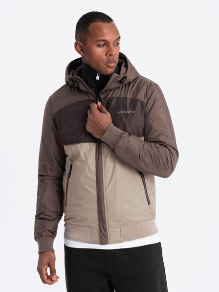 Ombre Clothing Jachetă sport ușoară din fleece colorată pentru bărbați bej Ombre Clothing