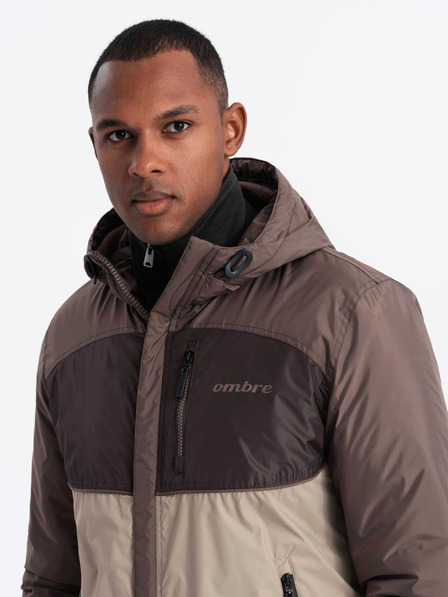 Ombre Clothing Jachetă sport ușoară din fleece colorată pentru bărbați bej Ombre Clothing