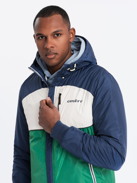 Ombre Clothing Jachetă sport ușoară din fleece colorată pentru bărbați verde Ombre Clothing