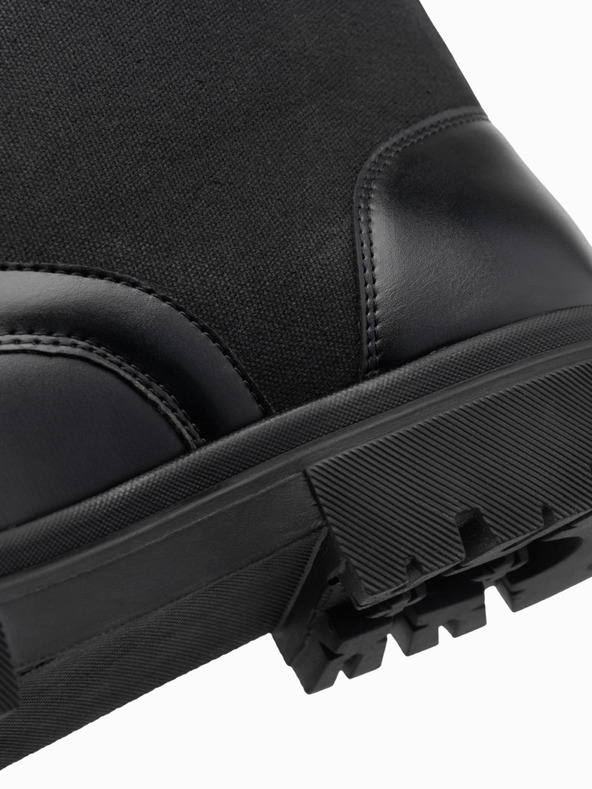 Ombre Clothing Cizme înalte tip trapper pentru bărbați din materiale lipite negru Ombre Clothing