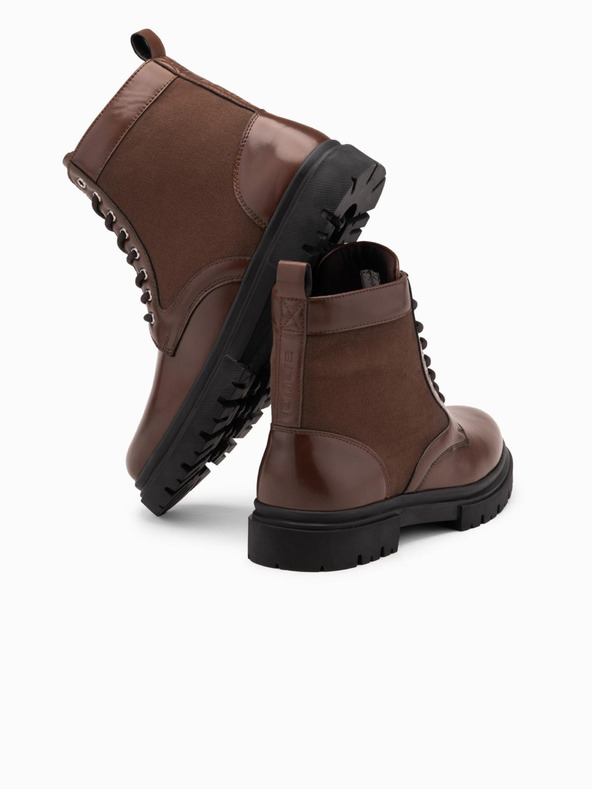 Ombre Clothing Pantofi bărbătești cu talpă înaltă din materiale lipite maro Ombre Clothing