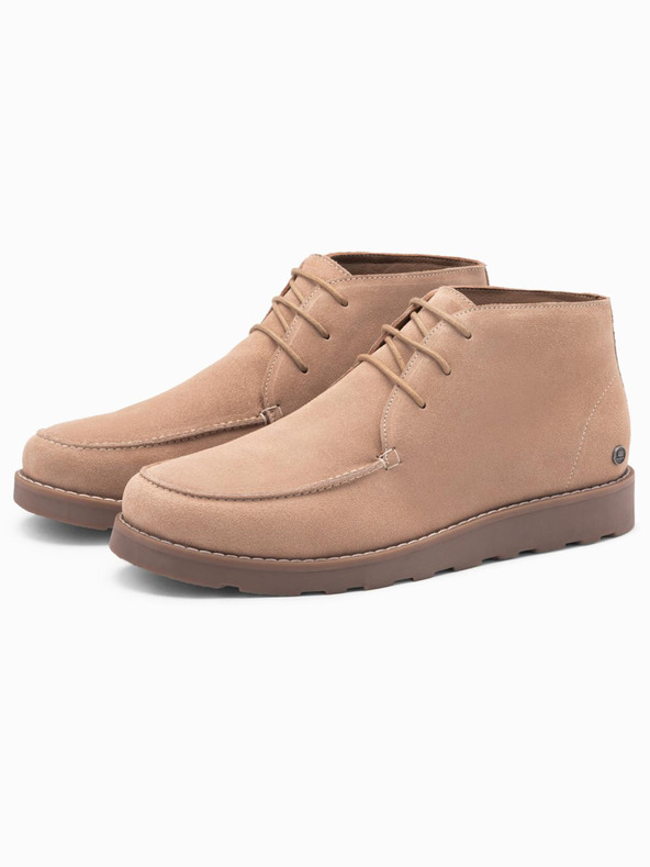Ombre Clothing Botine bărbătești din piele întoarsă cu talpă groasă bej Ombre Clothing