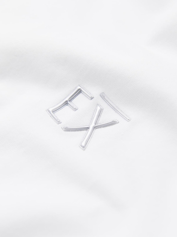 Ombre Clothing Tricou SLIM FIT V-neck pentru bărbați cu elastan și imprimeu alb Ombre Clothing