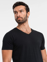 Ombre Clothing Tricou SLIM FIT pentru bărbați cu decolteu în V, elastan și imprimeu negru Ombre Clothing