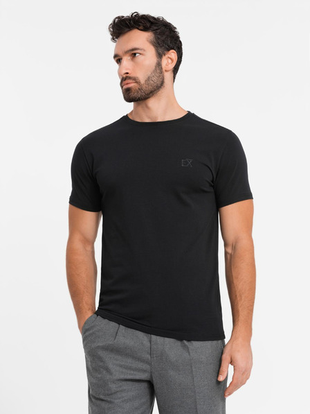 Ombre Clothing Tricou SLIM FIT pentru bărbați cu elastan și imprimeu negru Ombre Clothing