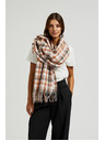 Moodo Eșarfă în carouri albă și maro pentru femei Moodo