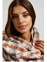 Moodo Eșarfă în carouri albă și maro pentru femei Moodo