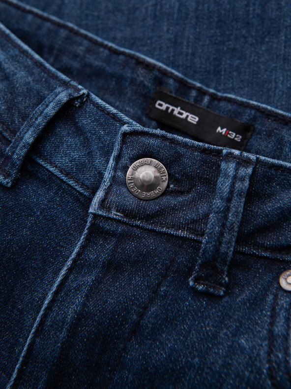 Ombre Clothing Blugi spălați clasici pentru bărbați REGULAR FIT Blue Ombre Clothing