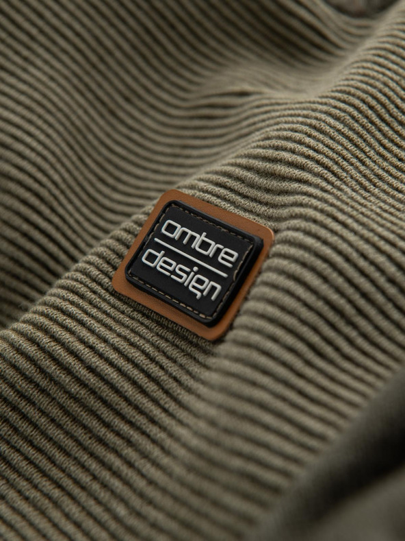 Ombre Clothing Pulover bărbătesc tricotat RELAXED FIT cu model verde Ombre Clothing