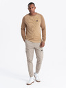 Ombre Clothing Pulover bărbătesc tricotat RELAXED FIT cu model bej Îmbrăcăminte Ombre