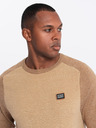 Ombre Clothing Pulover bărbătesc tricotat RELAXED FIT cu model bej Îmbrăcăminte Ombre