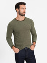 Ombre Clothing Pulover bărbătesc tricotat RELAXED FIT cu model verde Ombre Clothing