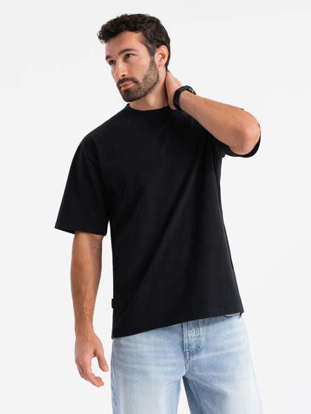 Ombre Clothing Tricou LOOSE FIT pentru bărbați cu buzunar negru Îmbrăcăminte Ombre