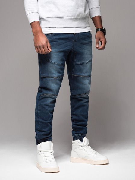 Ombre Clothing Pantaloni JOGGERY pentru bărbați cu buzunare cargo cu fermoar albastru Ombre Clothing